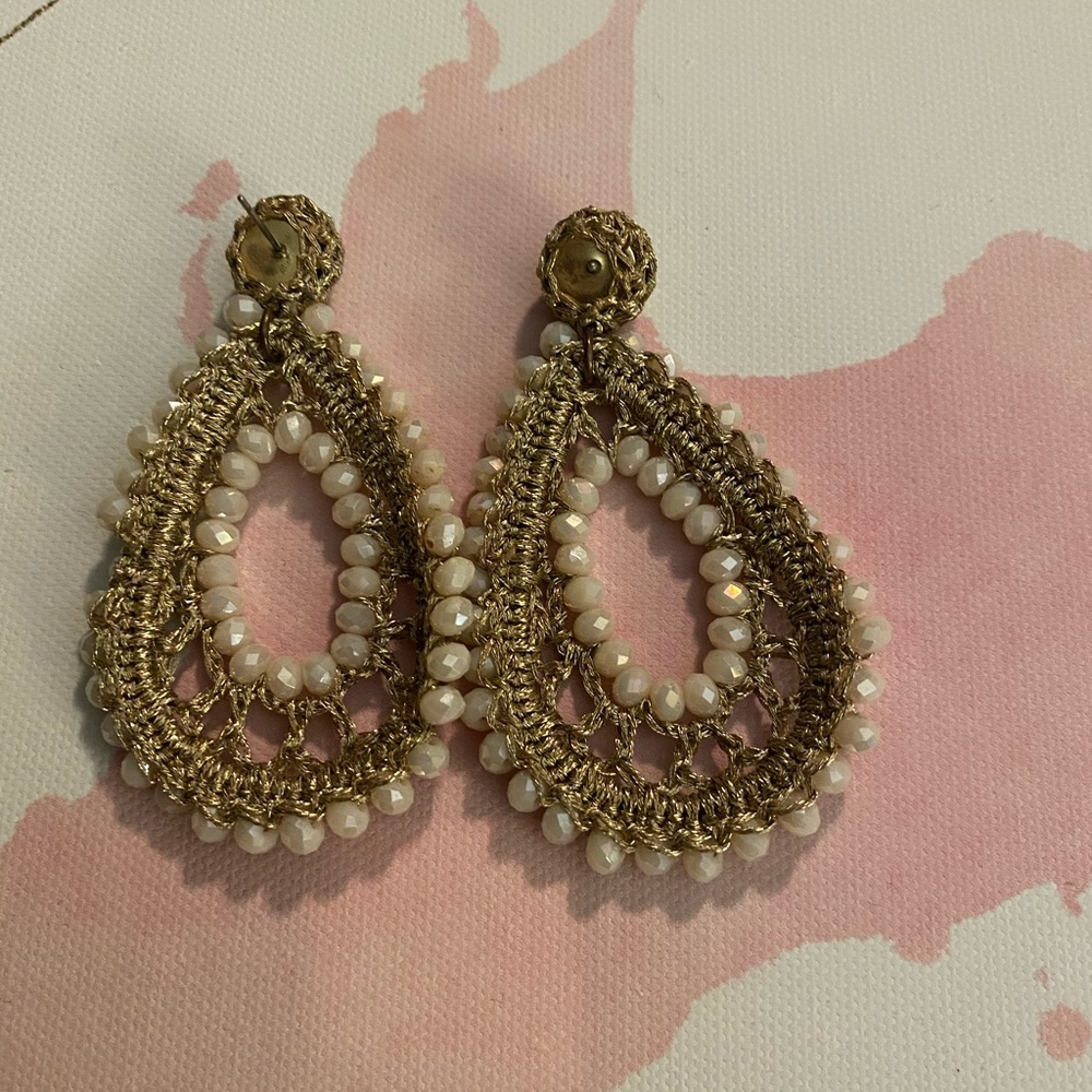 Gold and blush pink woven earring no backs